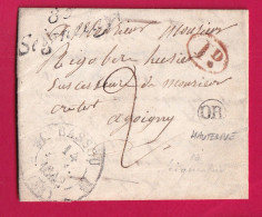 CURSIVE 83 SEIGNELAY YONNE OR HAUTERIVE DECIME RURAL CAD TYPE 12 BASSOU POUR JOIGNY LETTRE - 1801-1848: Precursors XIX