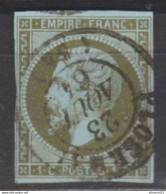 NUANCE "limite FONCE" Du VERT OLIVE Sur Papier  BLEU VIF N°11 TBE Signé - 1853-1860 Napoleon III