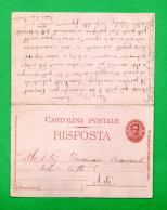 REGNO - ASTI -CARTOLINA POSTALE C. 7 MEZZO - CON RISPOSTA - C.15 - VG PER  IVREA -1878 - Stamped Stationery