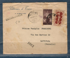 Italia / Repubblica 1949 Raccomandata Da Torino Per Gattinara ( Vercelli ) - 1946-60: Poststempel