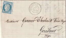 Lettre De Pontarlier à Gérardmer LAC - 1849-1876: Klassik