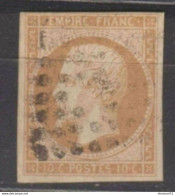 RARETE "FOND LIGNE" Sur N°13Ag BISTRE JAUNE Imp FINE 1858 TBE Signé - 1853-1860 Napoleon III