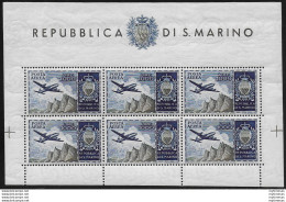 1954 San Marino Lire 1.000 Aereo II MS MNH Sassone N. 16 - Other & Unclassified
