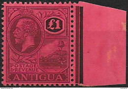 1922 Antigua George V 1£ Purple And Black-red Bf MNH SG N. 61 - Other & Unclassified