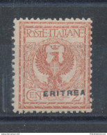 1924 ERITREA, 78cd - 2 Cent Bruno Rosso Soprastampa Spostata A Destra MNH** - Eritrea