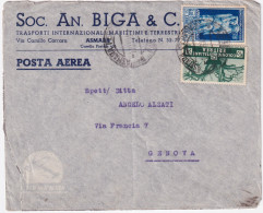 1938-AOI Augusto Lire 1,75 + ERITREA C.25 Su Busta Via Aerea Asmara (1.10) - Italienisch Ost-Afrika