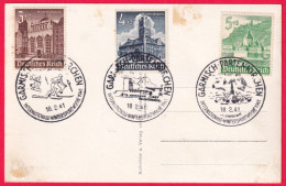 1941-GERMANIA REICH Sport Invernali (18.2) Tre Annulli Speciali Su Cartolina - Covers & Documents