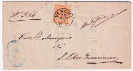 1877-effigie C.10 (T17) Isolato Su Piego Verona (29.5) - Marcophilie