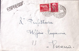 1945-Imperiale Senza Fasci Lire 2 E 5 (533/4) Su Espresso Legnago (10.11) - Marcophilia