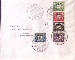 1947-M.E.F. Segnatasse Serie Cpl. (1/5) Su Busta Annull. Rhodes (31.3.47 Ultimo  - Britische Bes. MeF