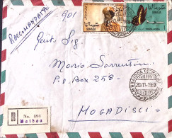 1963-Somalia Corpi Ausiliari C.10 + Posta Aerea Farfalle S.1 Su Raccomandata Via - Somalia (1960-...)