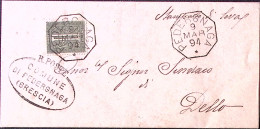 1894-PEDERGNAGA Ottagonale Collettoria (9.3) Su Piego - Marcophilie