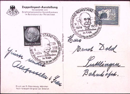 1938-GERMANIA 100^ Anniversario Zeppelin P.25 Annullo Speciale Su Cartolina Uffi - Covers & Documents