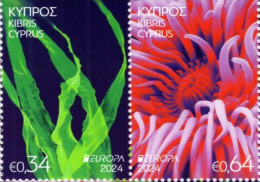 Cyprus - 2024 - Europa CEPT - Underwater Fauna And Flora - Mint Booklet Stamp Pair (type A) - Ongebruikt