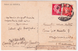 1945-Imperiale Senza Fasci C. 20 E 60 (537+539) Su Cartolina (Saluti Da Oropa) B - Poststempel