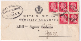 1945-Imperiale Senza Fasci Cinque C.20 (537) Su Piego Biella (21.8) - Marcophilie