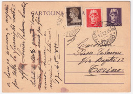 1945-Imperiale Senza Fasci C.10 E 60 (536+539) Su Cartolina Postale C.50 (C120)  - Marcophilia