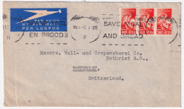 1946-SUD AFRICA Striscia Tre P.6 Su Busta Via Aerea Per La Svizzera - Lettres & Documents
