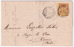 1880-Francia C.25 Su Lettera Completa Testo Boulogne (9.10) Per L'Italia - 1862 Napoleon III