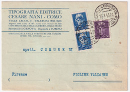 1945-Imperiale Senza Filigrana Coppia C.35 + Imperiale Senza Fasci C.50 (527+538 - Marcophilie