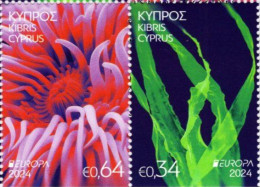 Cyprus - 2024 - Europa CEPT - Underwater Fauna And Flora - Mint Booklet Stamp Pair (type B) - Unused Stamps