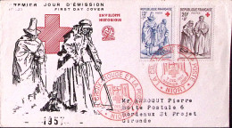 1957-Francia Croce Rossa '57 Serie Cpl. (1140/1) Su Fdc - 1950-1959