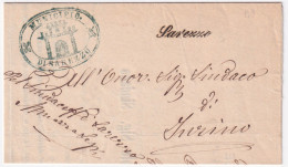 1874-Sarezzo (Brescia) Corsivo Di Collettoria Su Lettera-stampato Di Servizio Ma - Marcophilie