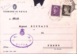 1945-Imperiale Senza Fasci C.10 E 50 (536+538) Su Cartolina Pavia (14.12) - Marcophilie