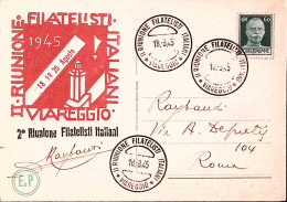 1945-VIAREGGIO II^RIUNIONE FILATELISTI ITALIANI (18.8) Annullo Speciale Su Carto - Viareggio