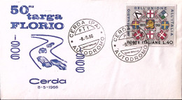 1966-Cerda Autodromo 50^targa Florio (8.5) Annullo Speciale Su Busta - 1961-70: Marcophilia