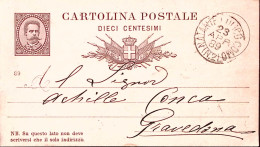 1889-NATANTE COLICO COMO/(N.2) C.2 (23.4) Su Cartolina Postale Effigie C.10 Mill - Ganzsachen