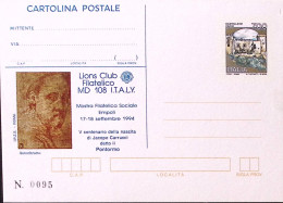 1994-LIONS CLUB PONTORNO EMPOLI Su Cartolina Postale Lire 700 Stampa IPZS (Z41)  - Ganzsachen
