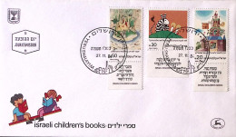 1984-Israele Libri Per L'infanzia Serie Cpl. Con Bandeletta (922/4) Su Fdc - FDC