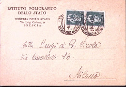 1944-Imperiale Coppia C.15 (246) Su Cartolina Brescia (6.5) - Marcophilie