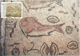 30929 - Carte Maximum - Portugal - Ruinas Romanas Milreu Mosaico Peixe - Mosaique Poisson Fish - Ruines Roman Ruins - Maximumkaarten