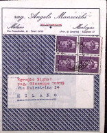 1945-Imperiale Senza Fasci Blocco Quattro C.50 (538) Su Piego Morbegno (20.9) - Marcophilie