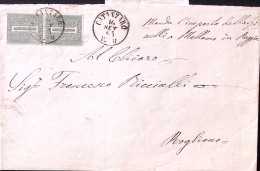 1865-CIFRA Coppia C. 1 (L 14) Su Fascetta Stampe Catanzaro (16.9) - Marcofilía