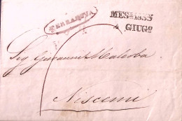 1855-SICILIA TERRANOVA Ovale Rosso Su Lettera Completa Testo (4.6) - ...-1850 Préphilatélie