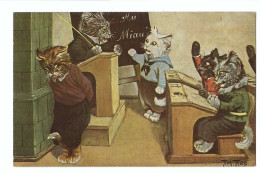 32577 - Illustrateur Arthur Thiele Chats Humanisée à L'école - Katten