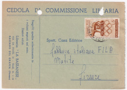 1961-OLIMPICA Lire 5 (885) Isolato Su Cedola Commissione Libraria Fori Archivio - 1961-70: Marcophilie