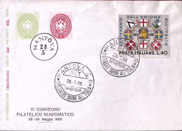 1966-MANTOVA 100 UNIONE ALL'ITALIA Annullo Speciale (28.5) Su Busta - 1961-70: Marcophilia