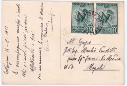 1951-CENSIMENTO INDUSTRIALE COMMERCIALE Coppia Lire 10 (675) Su Cartolina (Catan - Catanzaro