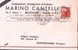 1947-AGENZIA STAB. TIP. ED. CANTELLI/BOLOGNA C.2 (22.5.47) Su Cartolina - Bologna