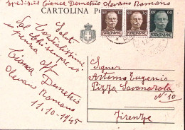 1945-Imperiale Senza Fasci Coppia C.30 (516) Su Cartolina Postale C.60 (C112) - Marcophilie