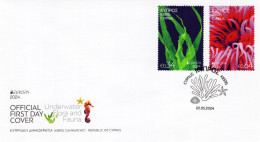 Cyprus - 2024 - Europa CEPT - Underwater Fauna And Flora - FDC (first Day Cover) - Brieven En Documenten