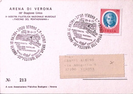 1977-VERONA 55 Festival Opera Lirica (28.8) Annullo Speciale Su Cartolina Viaggi - Musik