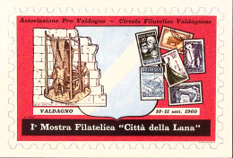 1960-VALDAGNO I Mostra Filatelica Citta' Della Lana (1.9) Annullo Speciale Su Ca - Tentoonstellingen