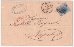 1872-ROMA C1+griglia (14.2) Su Lettera Affrancata C.20 (T26) Per Napoli (timbro  - Marcofilía
