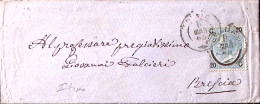 1865-effigie Sopr. C.20/15 II^tipo (24) Isolato Su Lettera - Marcophilie