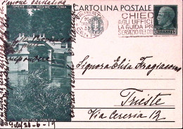 1933-CARTOLINA POSTALE C.15 BONIFICA PONTINA (C71/1) Trieste (12.9) Per Citta' - Entiers Postaux